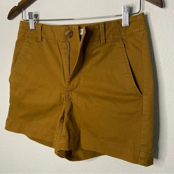 LOFT High Waist Twill Shorts Size 00 Brown Bronze NEW “The Washed Twill Short” - Picture 3 of 15